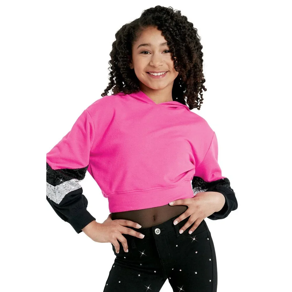 Pre-Owned Dance Crop Hoodie Balera AH11229 Large Child Pink Hip Hop Jazz